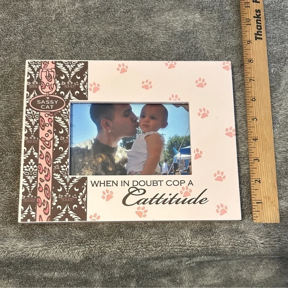 Sassy Cat Pink and Brown Picture Frame